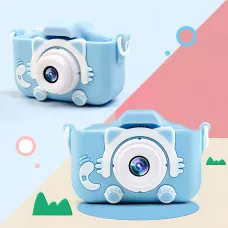 Дитячий цифровий фотоапарат із селфі-камерою AND T14 Smart Kids Kitty, фотокамера для дітей із іграми та силіконовим чохлом
