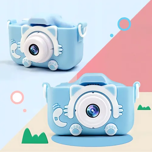 Дитячий цифровий фотоапарат із селфі-камерою AND T14 Smart Kids Kitty, фотокамера для дітей із іграми та силіконовим чохлом