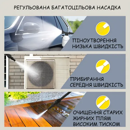 Мийка високого тиску MKA-02 (220 В, 150 барів) — потужна електрична мийка для дому, саду й автомобіля з піногенератором - фото 5