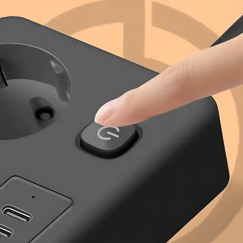 Мережевий фільтр-подовжувач із бездротовою зарядкою Qi, 3 розетки, 4 USB + Type-C, 3 метри, чорний - фото 9