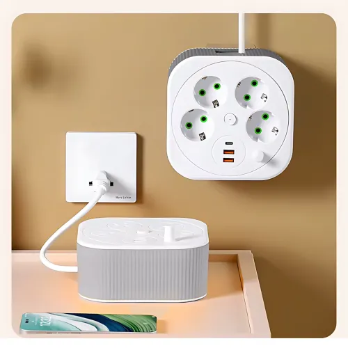 Сетевой удлинитель A107/PNS-05 с USB и Type-C, 4 метра, 4 розетки, фильтр питания для дома и офиса, белый - фото 10