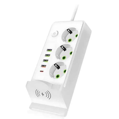 Сетевой фильтр-удлинитель 3 метра, 3 розетки + 4 USB + 2 Type-C (PD) + Беспроводная зарядка, белый (Q360/PNS-06) - фото 4