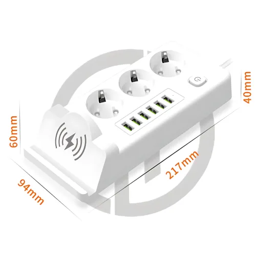 Сетевой фильтр-удлинитель 3 метра, 3 розетки + 4 USB + 2 Type-C (PD) + Беспроводная зарядка, белый (Q360/PNS-06) - фото 8