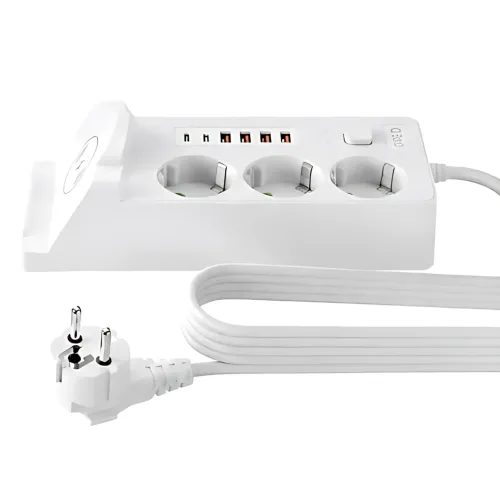 Сетевой фильтр-удлинитель 3 метра, 3 розетки + 4 USB + 2 Type-C (PD) + Беспроводная зарядка, белый (Q360/PNS-06) - фото 6