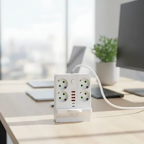 Сетевой фильтр-удлинитель 5 метров, 4 розетки + 4 USB + 2 Type-C (PD) + Беспроводная зарядка, белый (Q370/PNS-07) - фото 9