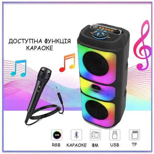 Портативна Bluetooth-колонка Adar MS-3629BT, 30 Вт, з караоке, RGB-підсвіткою, FM-радіо, USB/AUX/TF - фото 7