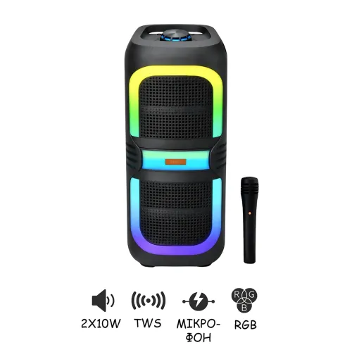 Портативная Bluetooth колонка MS-2039BT, 50 Вт, RGB подсветкой, TWS, FM-радио, USB/AUX/TF - фото 2