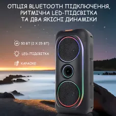 Портативная Bluetooth колонка MS-2041BT, 50 Вт, с беспроводным микрофоном, RGB подсветкой, TWS, FM-радио, USB/AUX/TF