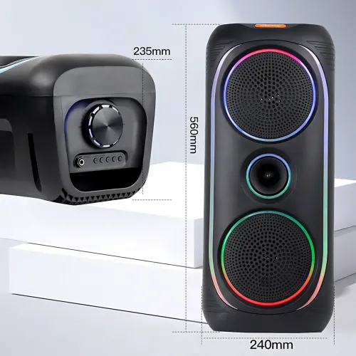 Портативна Bluetooth-колонка MS-2041BT, 50 Вт, з бездротовим мікрофоном, RGB-підсвіткою, TWS, FM-радіо, USB/AUX/TF - фото 8