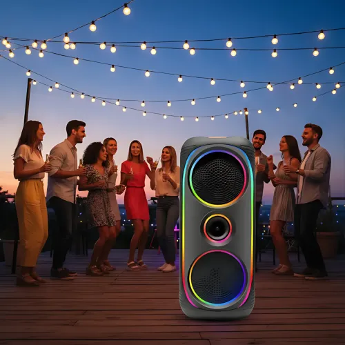 Портативна Bluetooth-колонка MS-2041BT, 50 Вт, з бездротовим мікрофоном, RGB-підсвіткою, TWS, FM-радіо, USB/AUX/TF - фото 9
