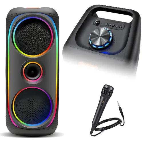 Портативна Bluetooth-колонка MS-2041BT, 50 Вт, з бездротовим мікрофоном, RGB-підсвіткою, TWS, FM-радіо, USB/AUX/TF