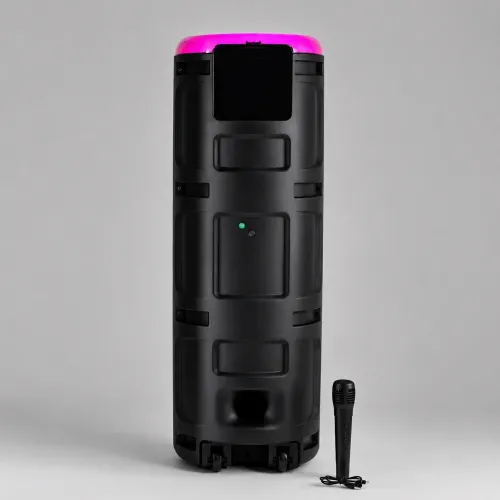 Портативна акустична колонка MS-2076BT-W 90 Вт з Bluetooth, бездротовим мікрофоном, RGB-підсвіткою, USB/SD/FM, на коліщатках - фото 5
