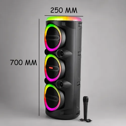 Портативна акустична колонка MS-2076BT-W 90 Вт з Bluetooth, бездротовим мікрофоном, RGB-підсвіткою, USB/SD/FM, на коліщатках - фото 7
