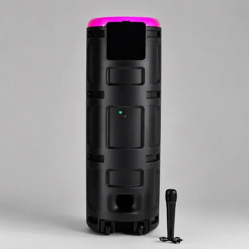 Портативна акустична колонка MS-2076BT-W 90 Вт з Bluetooth, бездротовим мікрофоном, RGB-підсвіткою, USB/SD/FM, на коліщатках - фото 5