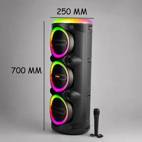 Портативна акустична колонка MS-2076BT-W 90 Вт з Bluetooth, бездротовим мікрофоном, RGB-підсвіткою, USB/SD/FM, на коліщатках - фото 7