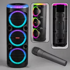 Портативна акустична колонка MS-2076BT-W 90 Вт з Bluetooth, бездротовим мікрофоном, RGB-підсвіткою, USB/SD/FM, на коліщатках