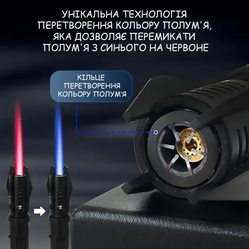 Турбогорелка-зажигалка газовая ZGT-2 с регулируемым пламенем, металлическая горелка для кухни, камина и ремонта Синий - фото 5