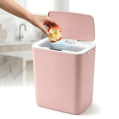Умное сенсорное мусорное ведро Smart Trash Can 16 л, бесконтактное автоматическое ведро для мусора с крышкой, электро контейнер Розовый