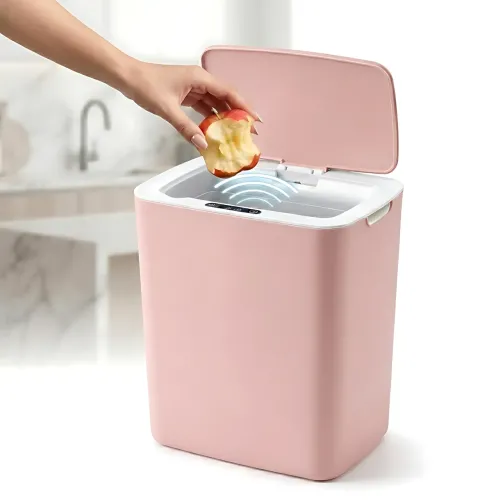 Умное сенсорное мусорное ведро Smart Trash Can 16 л, бесконтактное автоматическое ведро для мусора с крышкой, электро контейнер Розовый