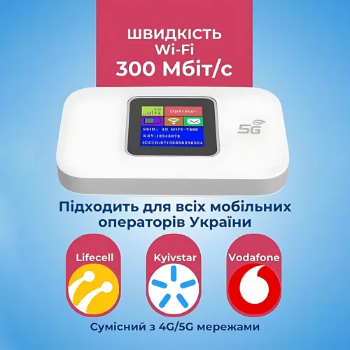 Портативний 4G/5G Wi-Fi роутер з дисплеєм і АКБ 3000 mAh, кишеньковий модем для SIM-картки (до 10 пристроїв) - фото 6