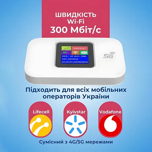 Портативный 4G/5G Wi-Fi роутер с дисплеем и АКБ 3000 mAh, карманный модем для SIM-карты (до 10 устройств) - фото 6
