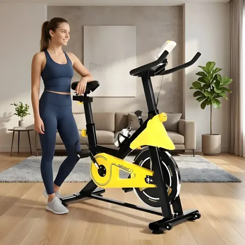 Велотренажер домашній MM-Q3S, навантаження до 120 кг, ремінний привод, з LCD-дисплеєм і регулюванням - фото 8