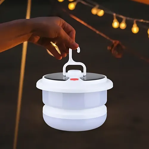 Кемпінговий ліхтар із сонячною батареєю і гірляндою RGB LED-стрічка 10 м YX669, туристична підвісна лампа вологозахищена - фото 3