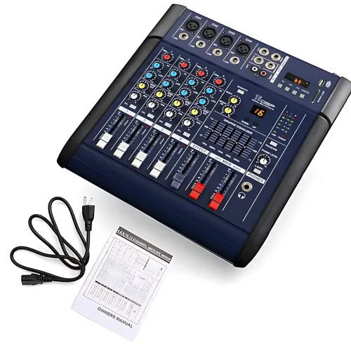 Активный микшерный пульт Mixer BT 4200D 4 канала, Bluetooth, USB, FM, 500 Вт, для караоке и звукозаписи - фото 9