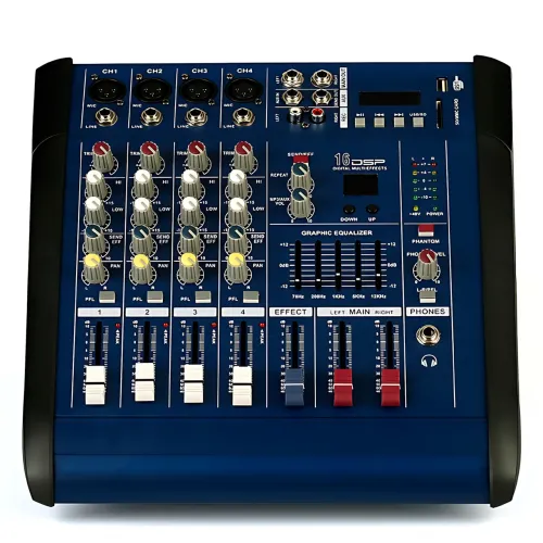 Активный микшерный пульт Mixer BT 4200D 4 канала, Bluetooth, USB, FM, 500 Вт, для караоке и звукозаписи