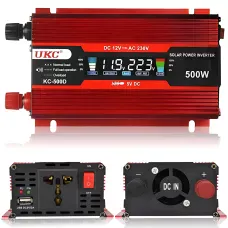 Автомобільний інвертор перетворювач напруги KC-500D 12 V 220 V, 500 W, 45 А, з LCD-дисплеєм і USB-виходом, правильна синусоіда