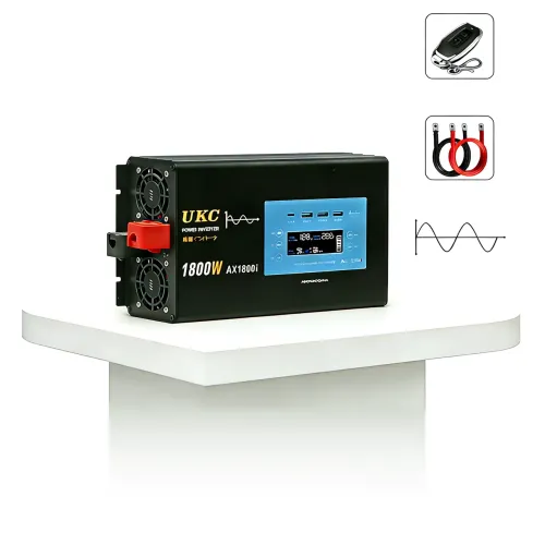 Преобразователь напряжения UKC AX1800i 12V-220V 1800W чистая синусоида, инвертор с LCD-дисплеем, USB, Type-C - фото 9
