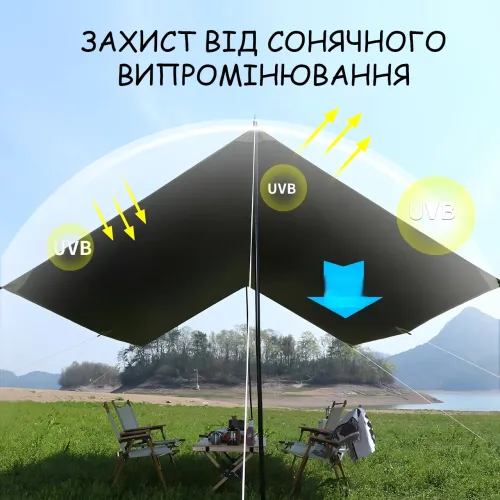 Маркіза-тент для автомобіля 300х400 см, кемпінговий навіс для пікніка та відпочинку на природі, водонепроникний сонцезахисний тент - фото 5