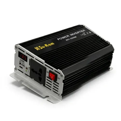Перетворювач напруги інвертор SU-KAM RPI-1000W (12V 220 V) 1000 Вт з вольтметром і активним охолодженням, чиста синусоїда