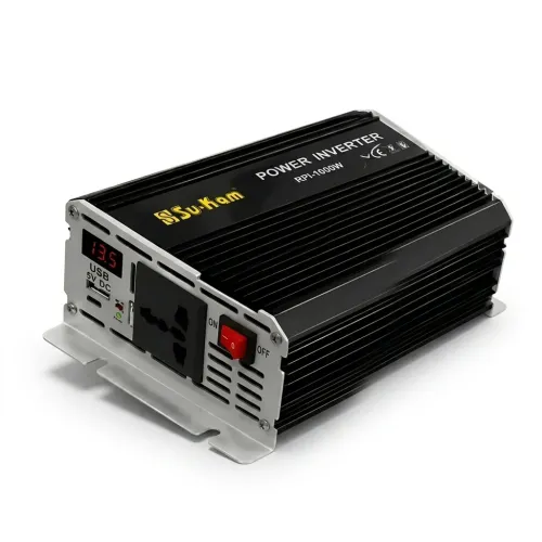 Перетворювач напруги інвертор SU-KAM RPI-1000W (12V 220 V) 1000 Вт з вольтметром і активним охолодженням, чиста синусоїда