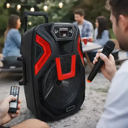 Акустична колонка ZXX-1503 60 Вт (15), автономна переносна система з 2 радіомікрофонами, Bluetooth, TWS, караоке, LED - фото 5