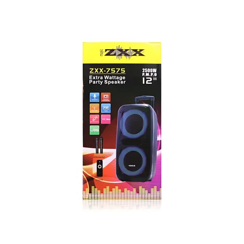 Акустична колонка ZXX-7575 2500 Вт (2×12), портативна караоке-система з 2 радіомікрофонами, Bluetooth, X-BASS, TWS, LED - фото 10