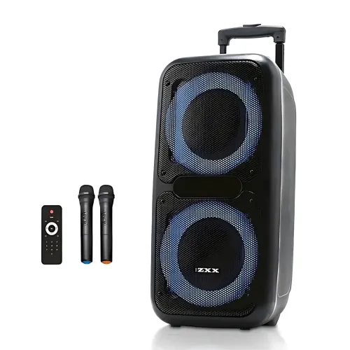 Акустична колонка ZXX-7575 2500 Вт (2×12), портативна караоке-система з 2 радіомікрофонами, Bluetooth, X-BASS, TWS, LED - фото 4