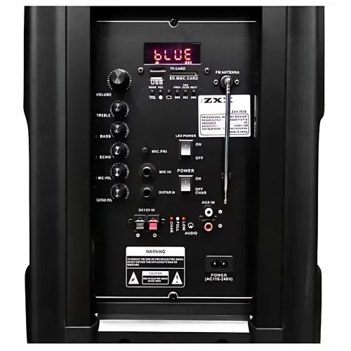 Портативная акустическая колонка ZXX-7676 60Вт 12 с Bluetooth, караоке и 2 радиомикрофонами, автономная колонка-чемодан - фото 5