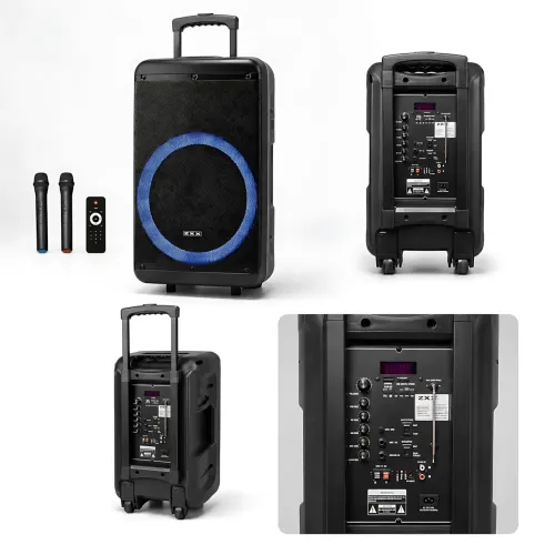 Портативна акустична колонка ZXX-7676 60 Вт 12 з Bluetooth, караоке та 2 радіомікрофонами, автономна колонка-валіза - фото 3