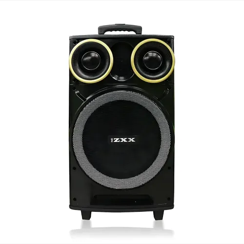 Портативная акустическая колонка ZXX-9191 60Вт 12 с Bluetooth, караоке и 2 радиомикрофонами, автономная колонка-чемодан - фото 2