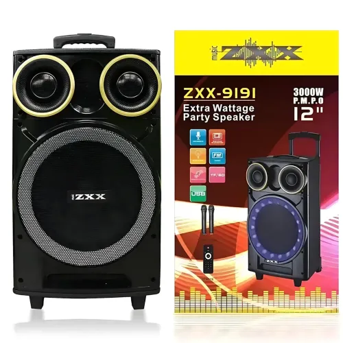 Портативна акустична колонка ZXX-9191 60 Вт 12 з Bluetooth, караоке та 2 радіомікрофонами, автономна колонка-валіза