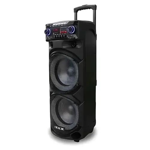 Портативная акустическая колонка ZXX-9292 60Вт 2х10 с Bluetooth, караоке, LED-подсветкой и 2 радиомикрофонами, колонка-чемодан - фото 3