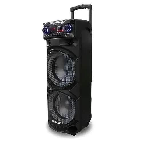 Портативная акустическая колонка ZXX-9292 60Вт 2х10 с Bluetooth, караоке, LED-подсветкой и 2 радиомикрофонами, колонка-чемодан - фото 3