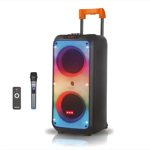 Портативная акустическая колонка ZXX-1095 80Вт 2x8 с Bluetooth, караоке, гитарным входом и радиомикрофоном, колонка-чемодан - фото 10