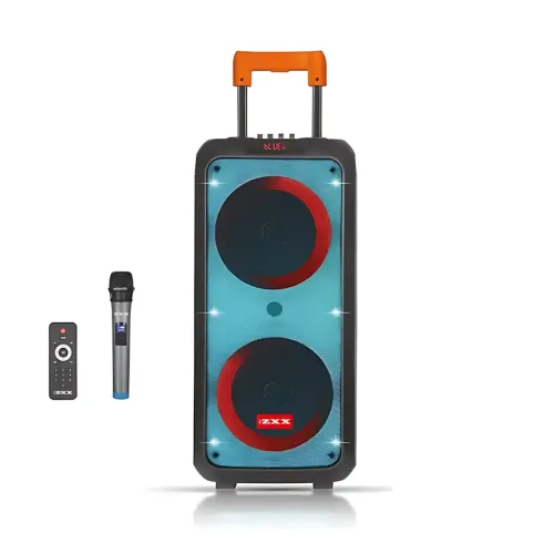 Портативна акустична колонка ZXX-1095 80 Вт 2x8 з Bluetooth, караоке, гітарним входом і радіомікрофоном, колонка-валіза - фото 2