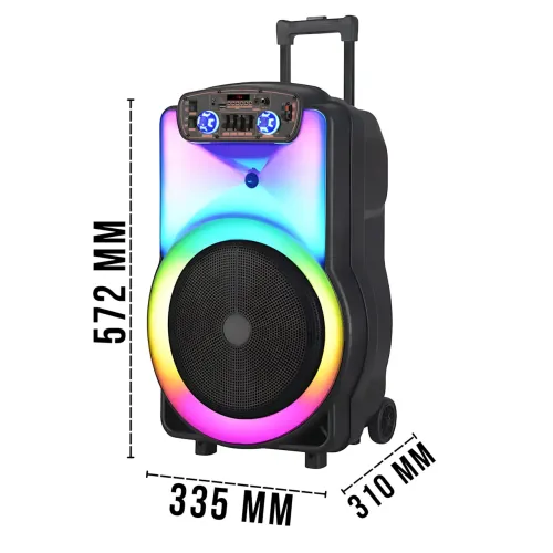 Портативна акустична колонка ZXX-1520 120 Вт 15 з Bluetooth, караоке, LED-підсвіткою і 2 радіомікрофонами, колонка-валіза - фото 5