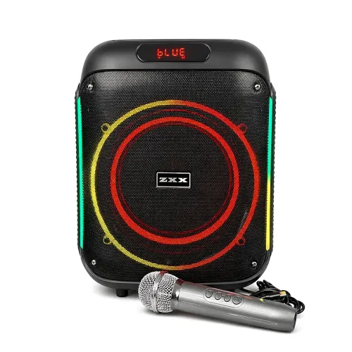 Портативная акустическая колонка ZXX-5502 800 Вт, Bluetooth колонка с беспроводным микрофоном, LED подсветка, TWS, FM, караоке