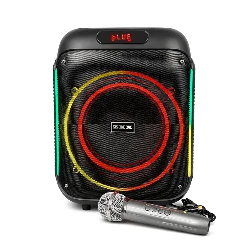 Портативна акустична колонка ZXX-5502 800 Вт, Bluetooth колонка з бездротовим мікрофоном, LED-підсвітка, TWS, FM, караоке
