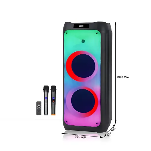 Акустична колонка ZXX-5590 100 Вт, портативна караоке система з двома мікрофонами, Bluetooth, TWS, FM, підсвіткою, на колесах - фото 8