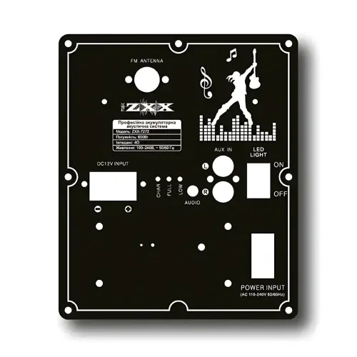 Акустическая колонка ZXX-7272 600 Вт, портативная караоке система 15, Bluetooth, TWS, FM, LED, микрофон, эквалайзер, на колесиках - фото 3